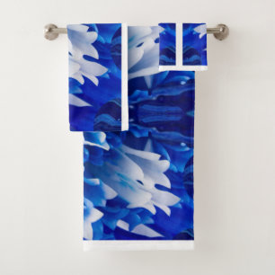 Royal Blue and White Bathroom Towel Set