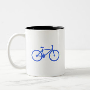 Royal Blue and White Bicycle Two-Tone Coffee Mug