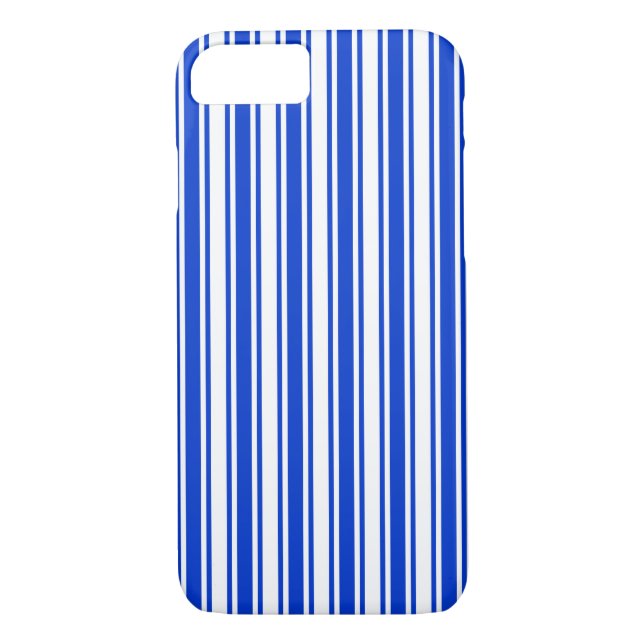 Royal blue and white candy stripes Case-Mate iPhone case (Back)