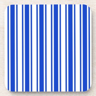 Royal blue and white candy stripes coaster
