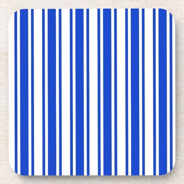 Royal blue and white candy stripes coaster (Front)
