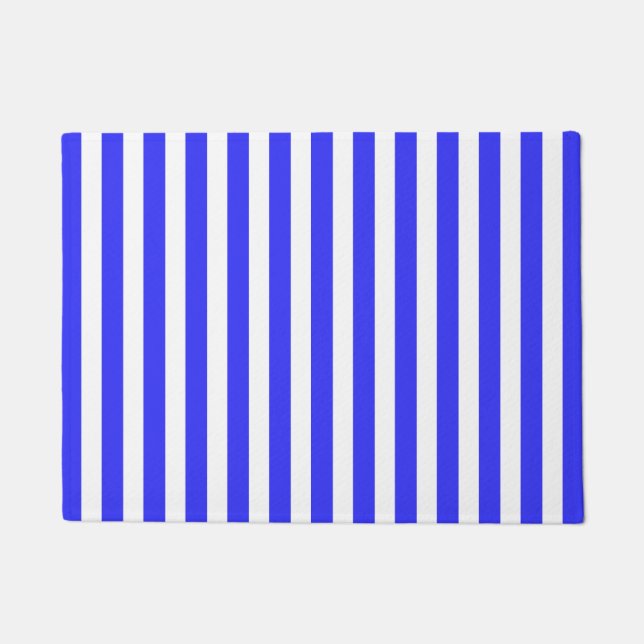 Royal blue and white candy stripes doormat (Front)
