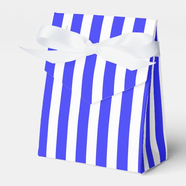 Royal blue and white candy stripes favour box (Front Side)