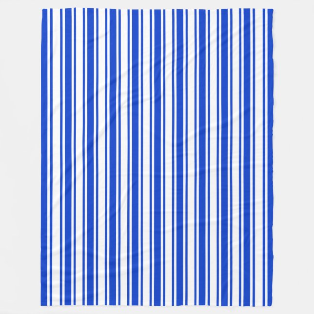 Royal blue and white candy stripes fleece blanket (Front)
