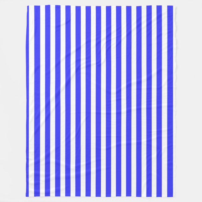Royal blue and white candy stripes fleece blanket (Front)