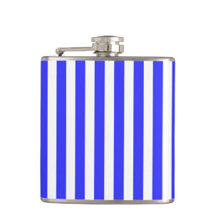 Royal blue and white candy stripes hip flask