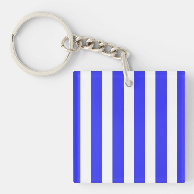 Royal blue and white candy stripes key ring (Front)