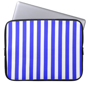 Royal blue and white candy stripes laptop sleeve