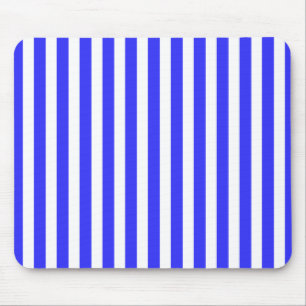 Royal blue and white candy stripes mouse mat