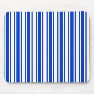 Royal blue and white candy stripes mouse mat