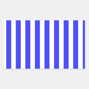 Royal blue and white candy stripes rectangular sticker