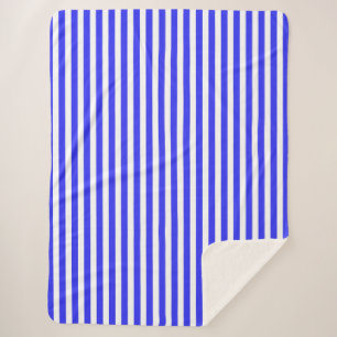 Royal blue and white candy stripes sherpa blanket