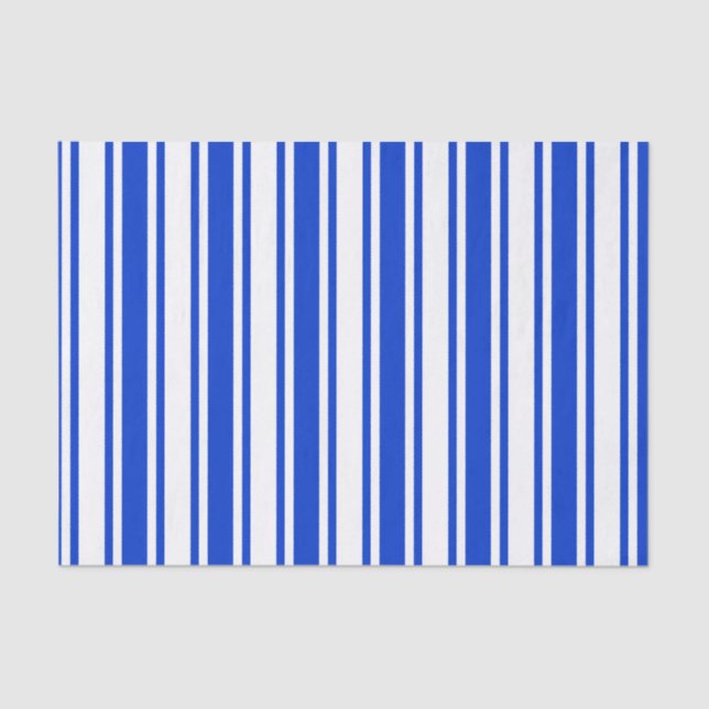 Royal blue and white candy stripes tissue paper (Front)