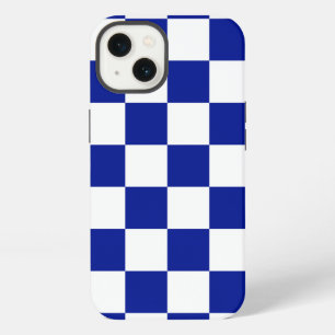 Royal Blue and White Chequered Pattern iPhone 13 Case