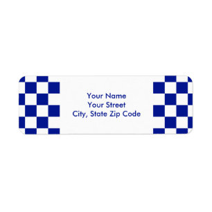 Royal Blue and White Chequered Pattern label