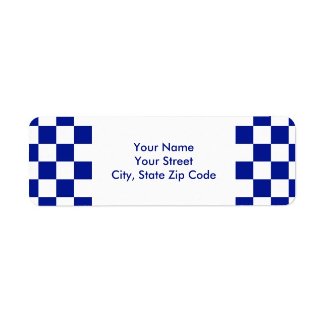Royal Blue and White Chequered Pattern label (Front)