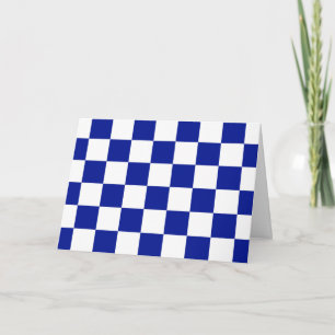Royal Blue and White Chequered Pattern Thank You Card