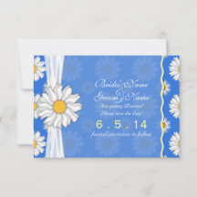 Royal Blue and White Daisy Floral Save the Date