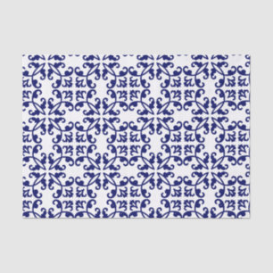 Royal Blue and White Damask Pattern      Tissue Paper
