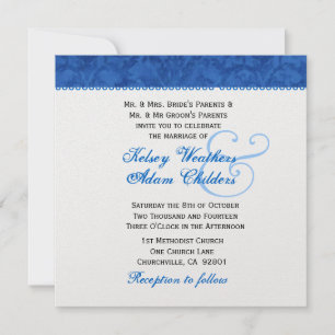 Royal Blue and White Damask Wedding Template