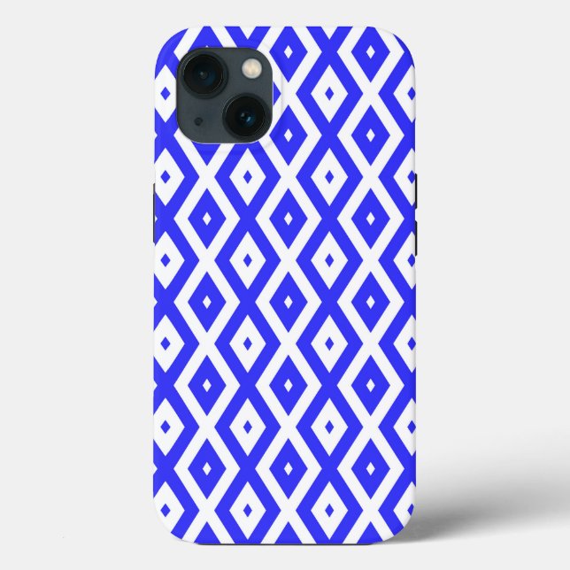 Royal blue and white diamond pattern Case-Mate iPh iPhone Case (Back)