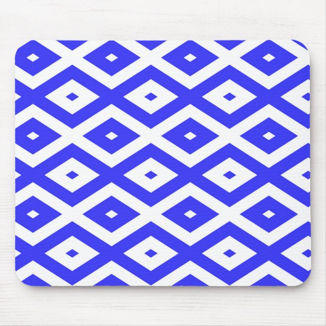 Royal blue and white diamond pattern mouse mat (Front)