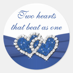 Royal Blue and White Joined Hearts Sticker
