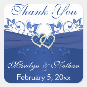 Royal Blue and White Joined Hearts Sticker 2