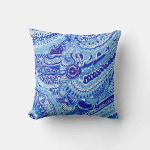 Royal Blue and White Ming style art Cushion