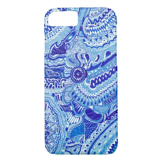 Royal Blue and White Ming style pattern art Case-Mate iPhone Case (Back)