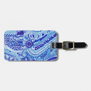 Royal Blue and White Ming style pattern art Luggage Tag
