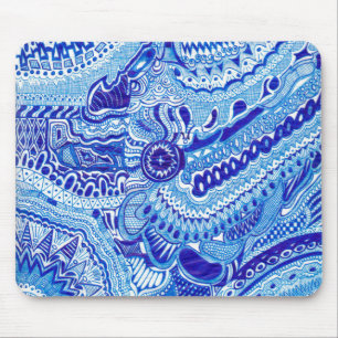 Royal Blue and White Ming style pattern art Mouse Mat
