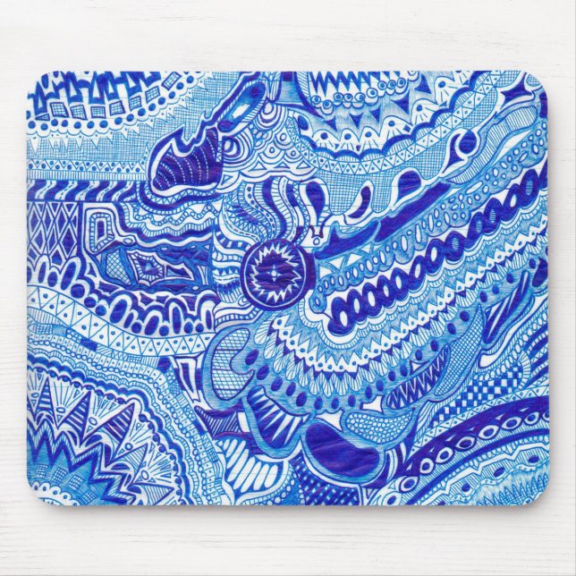 Royal Blue and White Ming style pattern art Mouse Mat (Front)