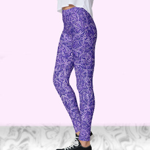 Royal blue and white modern stylish trendy pattern leggings