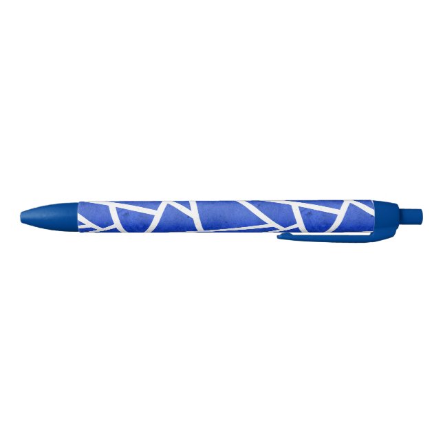 Royal blue and white mosaic pattern black ink pen (Bottom)