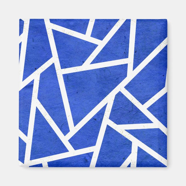 Royal blue and white mosaic pattern magnet (Front)
