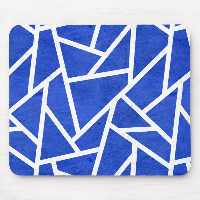 Royal blue and white mosaic pattern mouse mat (Front)
