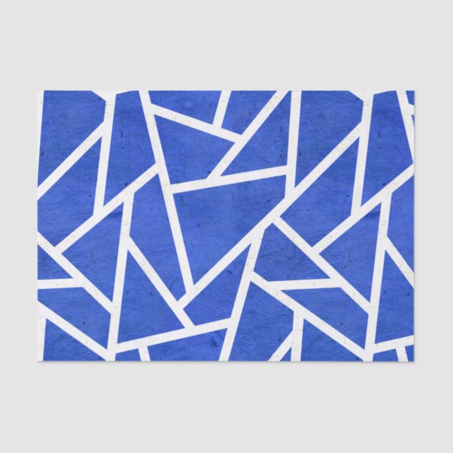 Royal blue and white mosaic pattern tissue paper (Front)