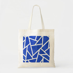 Royal blue and white mosaic pattern tote bag
