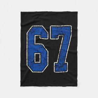 Royal Blue And White Number 67 Jersey Player Unifo Fleece Blanket
