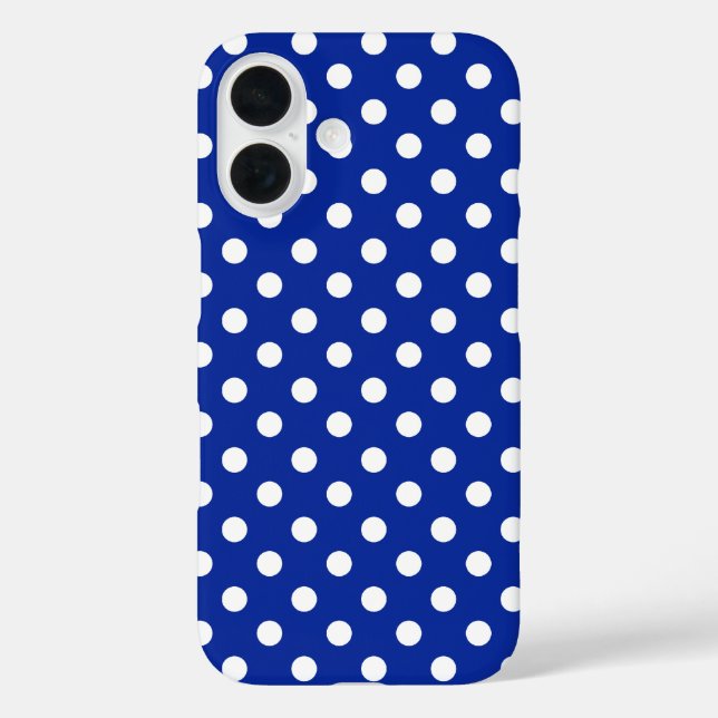 Royal Blue and White Polka Dot Case-Mate iPhone Case (Back)