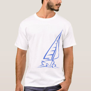 Royal Blue and White Sailing; Sail Boat T-Shirt