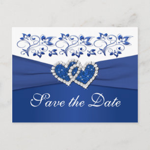Royal Blue and White Save the Date Card