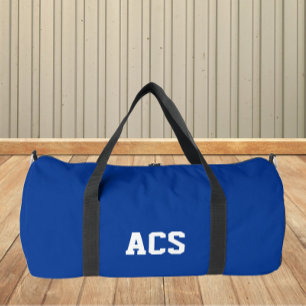 Royal Blue and White School Colors with Letters Duffle Bag