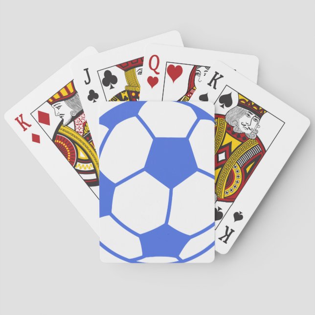 Royal Blue and White Soccer Ball Playing Cards (Back)