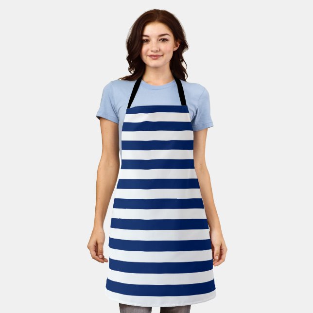 Royal Blue and White Stripes Apron (Worn)