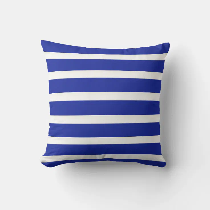 Royal Blue And White Stripes Cushion | Zazzle