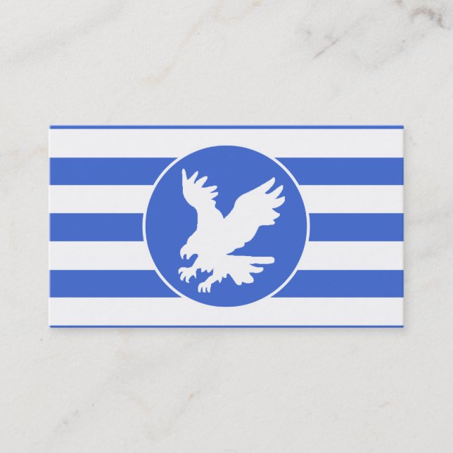 Royal Blue and White Stripes; Eagle Business Card (Front)