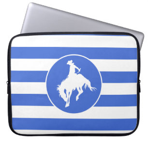 Royal Blue and White Stripes; Rodeo Cowboy Laptop Sleeve