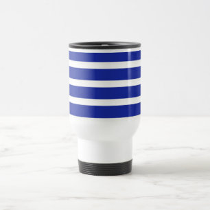 Royal Blue And White  Stripes Travel Mug